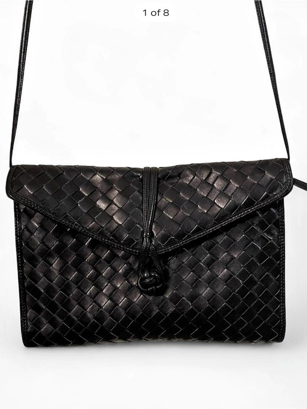 Vintage Morris Moskowitz Black Woven Leather Envelope Bag Crossbody Clutch